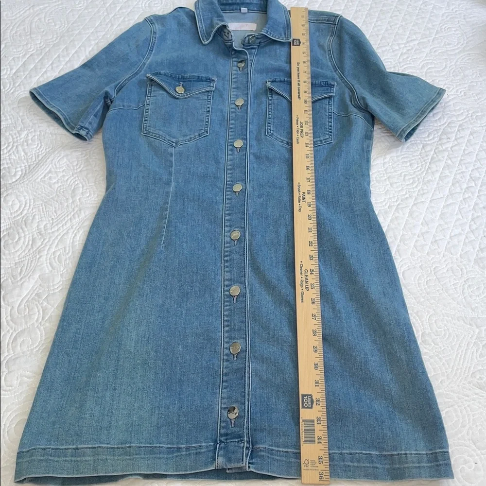 JEN7 by 7 For All Mankind Denim Shirt Dress | Large | Snap Front | Stretch Jean - Picture 10 of 11